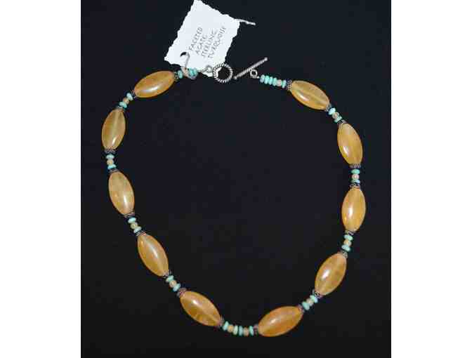 Necklace - Faceted Agate, Sterling and Turquoise Necklace