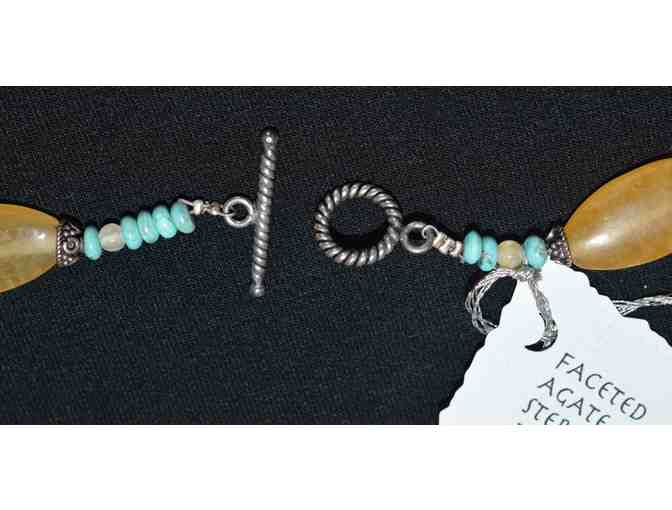 Necklace - Faceted Agate, Sterling and Turquoise Necklace