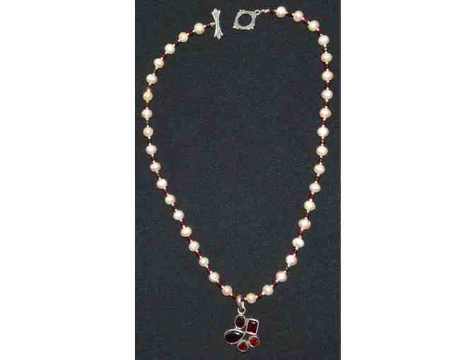Fresh Water Pearl and Garnet Necklace