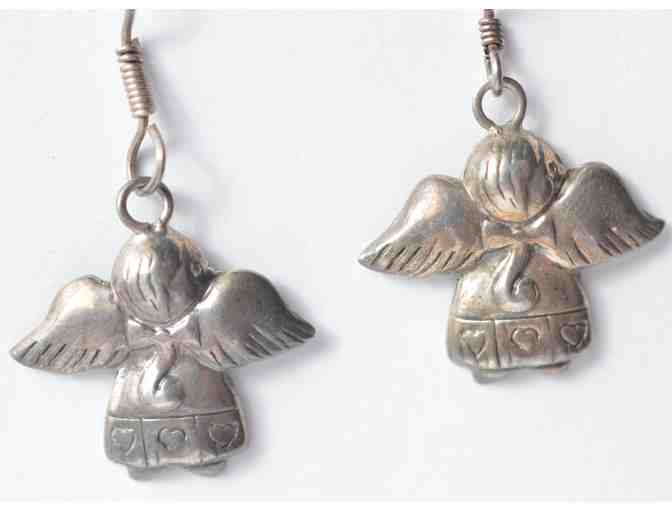 Vintage Taxco Mexican Sterling Silver Angel Earrings
