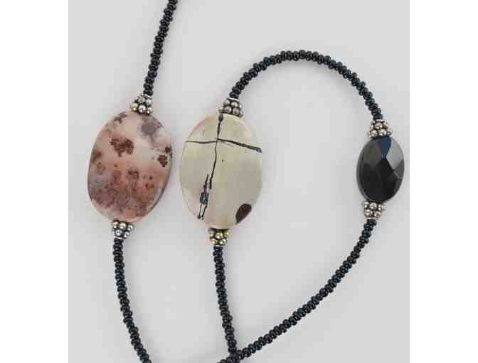 Jasper, Sterling and Glass Necklace