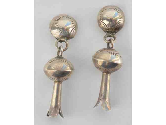 Vintage Navajo Squash Blossom Sterling Silver Earrings