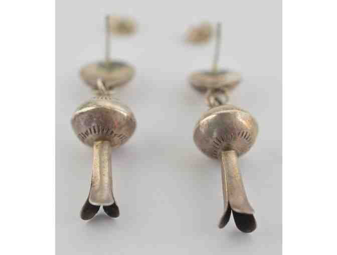Vintage Navajo Squash Blossom Sterling Silver Earrings