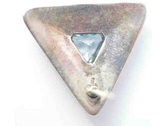 Vintage Mexican sterling silver triangular earrings with unkown faceted stone