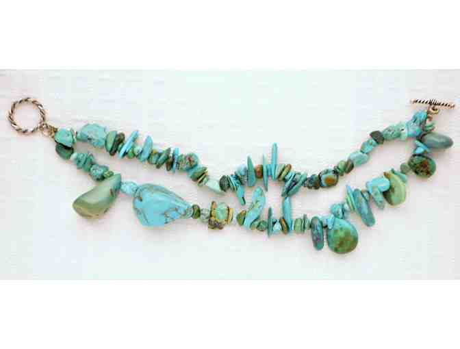 Bracelet: Double Strand Turquoise Bracelet with Sterling Clasp