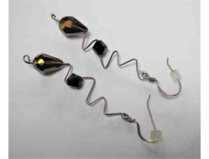 Angular Zigzag Drop Black and Colored Bead Earrings