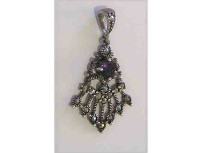Vintage Pendant: Sterling, Marquesite and Amethyst