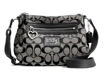 Genuine Coach Daisy Signature Swingpack handbag, Black White/Black, F48755