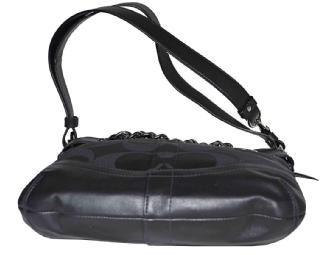 Genuine Coach Signature Chain Duffle Handbag, Black, F19730