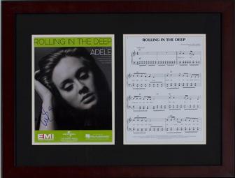 Autographed Framed Sheet Music - Adele, 'Rolling In The Deep'