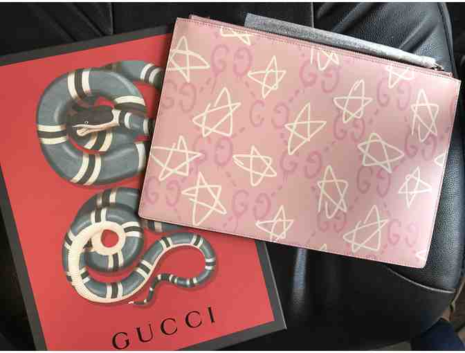 Gucci Ghost Leather Pouch - Pink