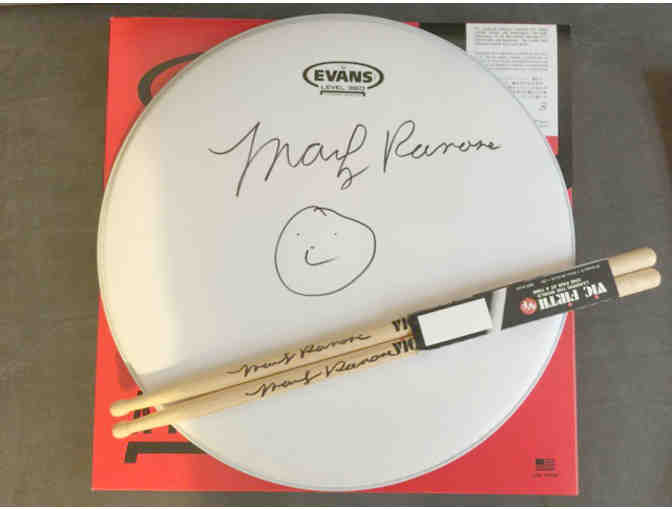 Marky Ramone Autographed Drumsticks and Snare Drum Head
