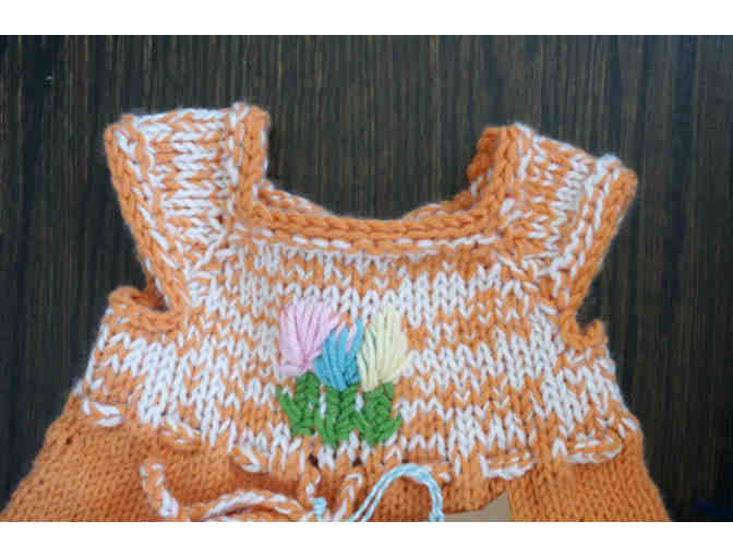 Hand-Knitted Baby Dress and Hat