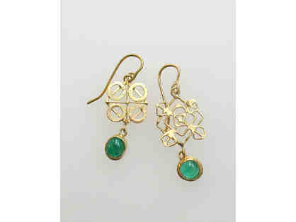 18K Gold + Emerald Drop Earrings by Judy Geib Plus Alpha