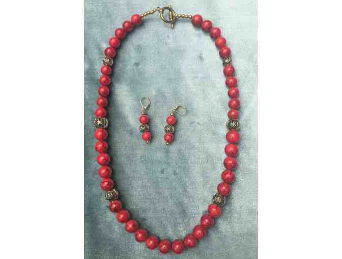 Dyed Jade Necklace & Earrings