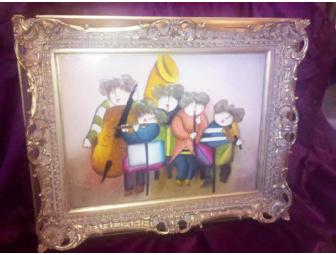 Oil Painted Musical Artwork in Gold Frame