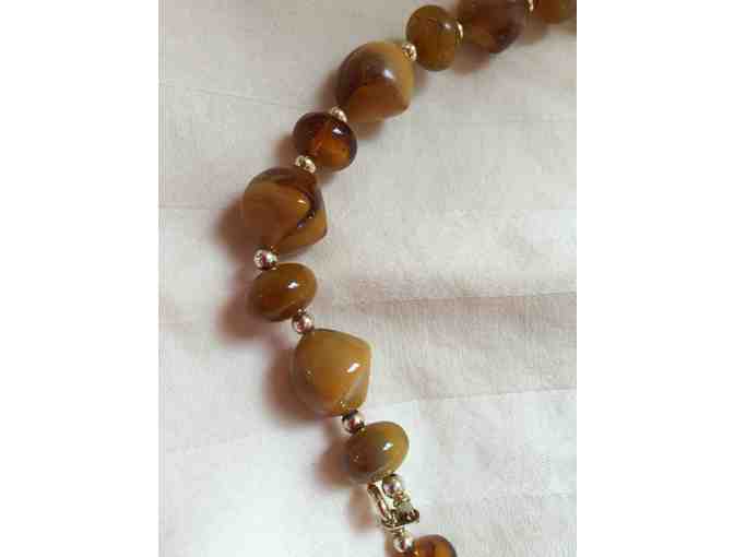 Vintage 40's Tiger Eye with Gold Bead Necklace