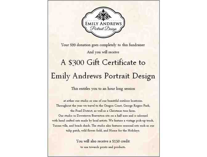 Emily Andrews Portrait Design $99 for a $300 Gift Certificate at