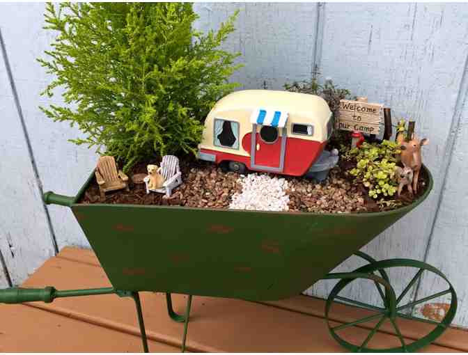 Wheelbarrow Campground Miniature Garden by Evelyn