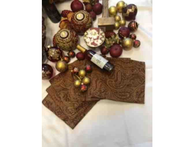 Instant  Gold and Burgundy Colors Holiday Decor Basket