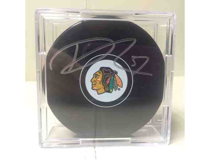 Blackhawks Autographed Patrick Kane Photo and Trevor Van Riemsdyk Puck