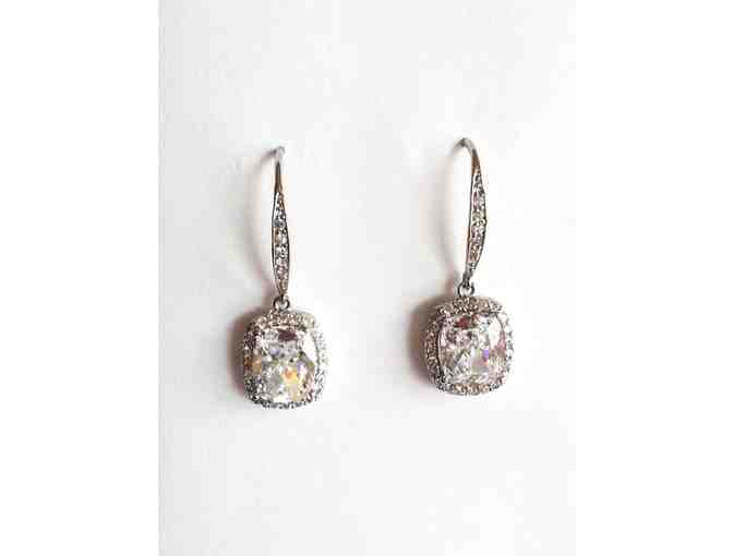 Platinum Plated Sterling Silver & Brilliant CZ ER