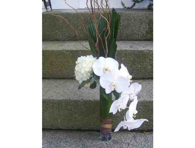 Flores Mantilla, Floral Designer Double Orchid arrangement in Vase
