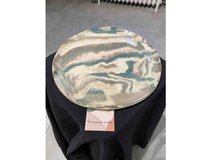 Handmade Ceramic Set of Four Salad Plates and Serving Plate by Lucy Schaeffer