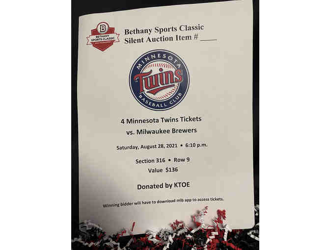 Four Minnesota Twins tickets versus Milwaukee on Saturday, August 28 - Photo 1