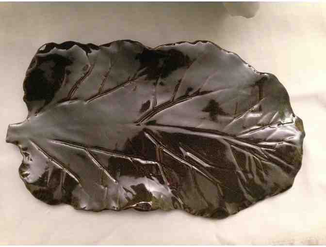 Leaf Shaped Pottery Platter Handcrafted by Susan Dwyer