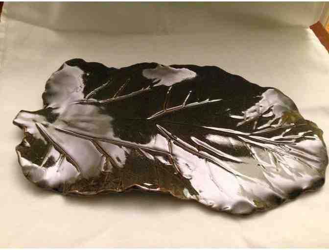 Leaf Shaped Pottery Platter Handcrafted by Susan Dwyer