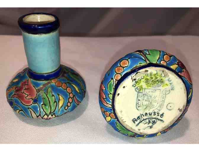 Two Handmade and Hand painted Small Bud Vases