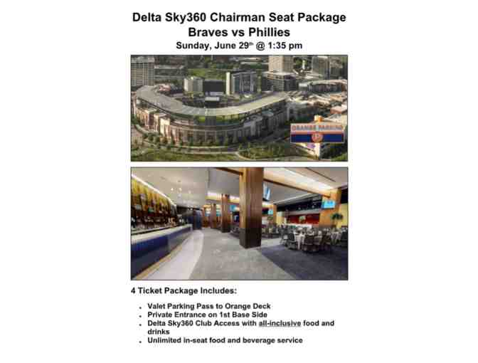 Delta Sky360 Chairman Seat Package: Braves vs Phillies June 29