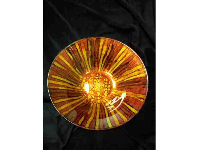 Large Glass Bowl - Red & Gold Irridescent