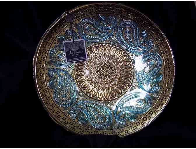 Artistic Accents Genuine Silver & Glass Decorative Bowl made in Turkey