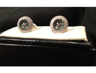 Sterling Silver with Micro-Pave Button Cuff Links