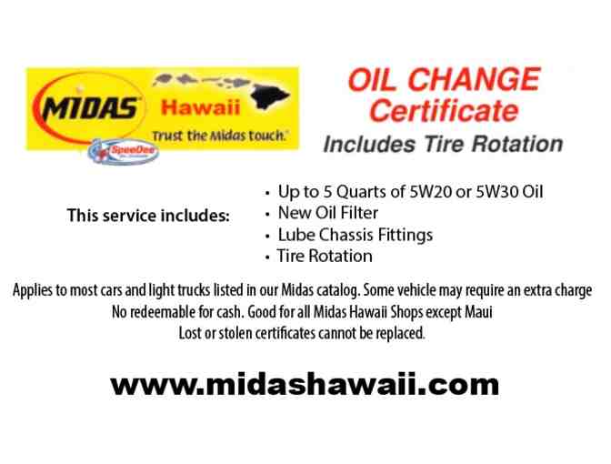 Midas Hawaii - Oil Change, Filter and Lube