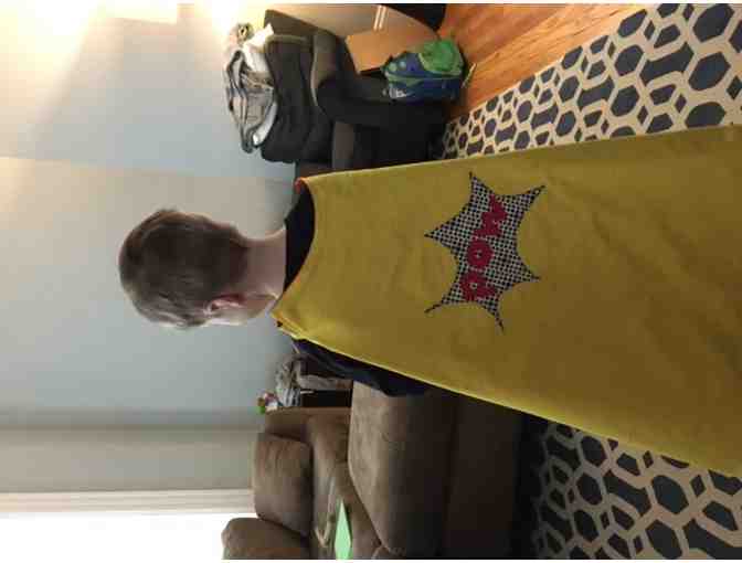 Dress up clothes: Reversible Red/Yellow Cape with lightning bolt and 'pow' design