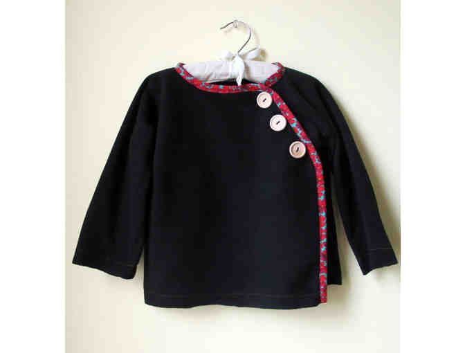 Wrapped black fleece top 12-24 month
