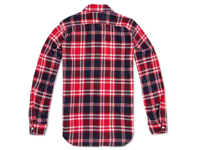 Engineered Garments Work Shirt - Red, Navy & White Corduroy - MEDIUM