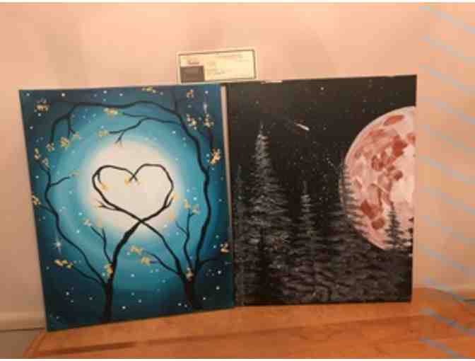 Painting With A Twist Certificate & 2 paintings