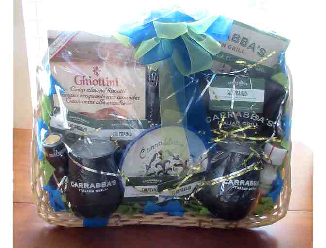 Carrabba's Italian Grill Gift Basket $100 in Dinner Coupons, Cookbook, Travel Cups & more - Photo 1