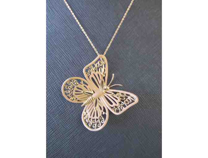 Artist Designed 14K Rose Gold Butterfly Pendant  With Chain