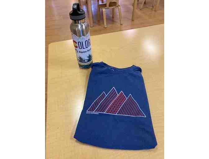 Boy's Blue Mtn. T Shirt (Size YL) & Silver Water Bottle - Photo 1