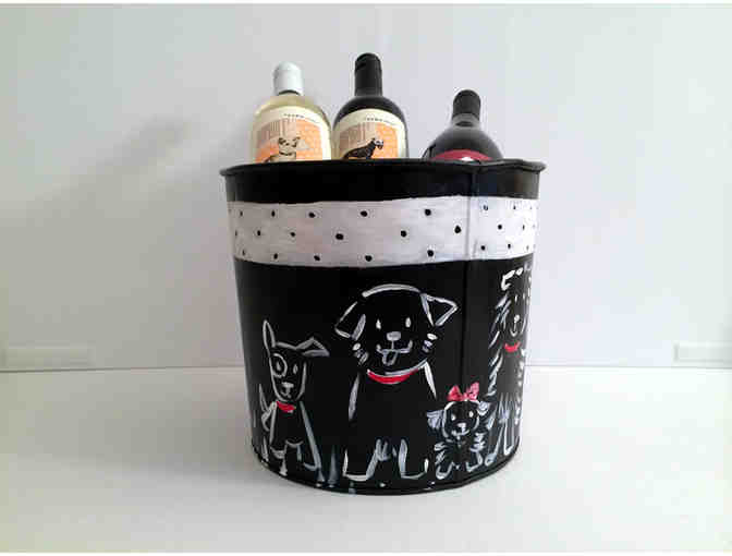 'BE MORE DOG' UPcycled Sap Bucket by with Dog-Themed Wine
