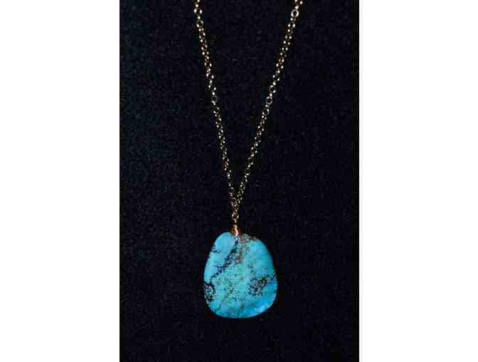 Three Bishops - Turquoise and Gold Pendant Necklace