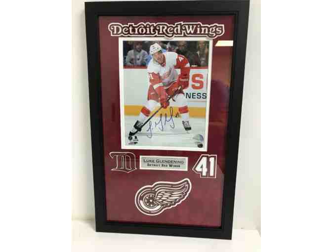 Framed, autographed Photo Collage of Red Wings player Luke Glendening