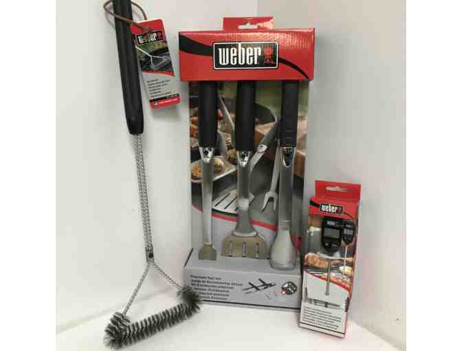 Weber Grilling Tool Set, Instant-Read Thermometer & Grill Brush