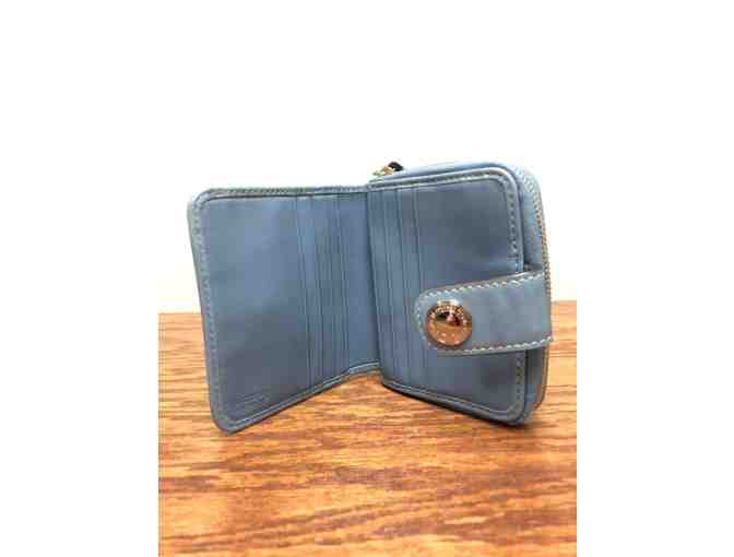 Coach Factory Signature Striped Wallet Khaki w/Blue - New w/Tags