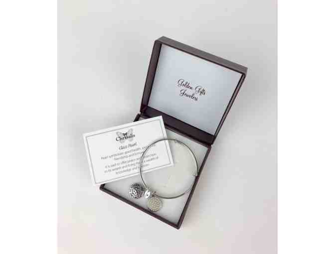 Chrysalis Glass Pearl Expandable Bangle Bracelet